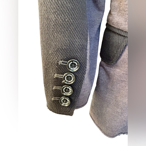 🍄Double Standard Clothing Black Blazer w/Gray Stretch Panels Unfinished Hems - Picture 6 of 9